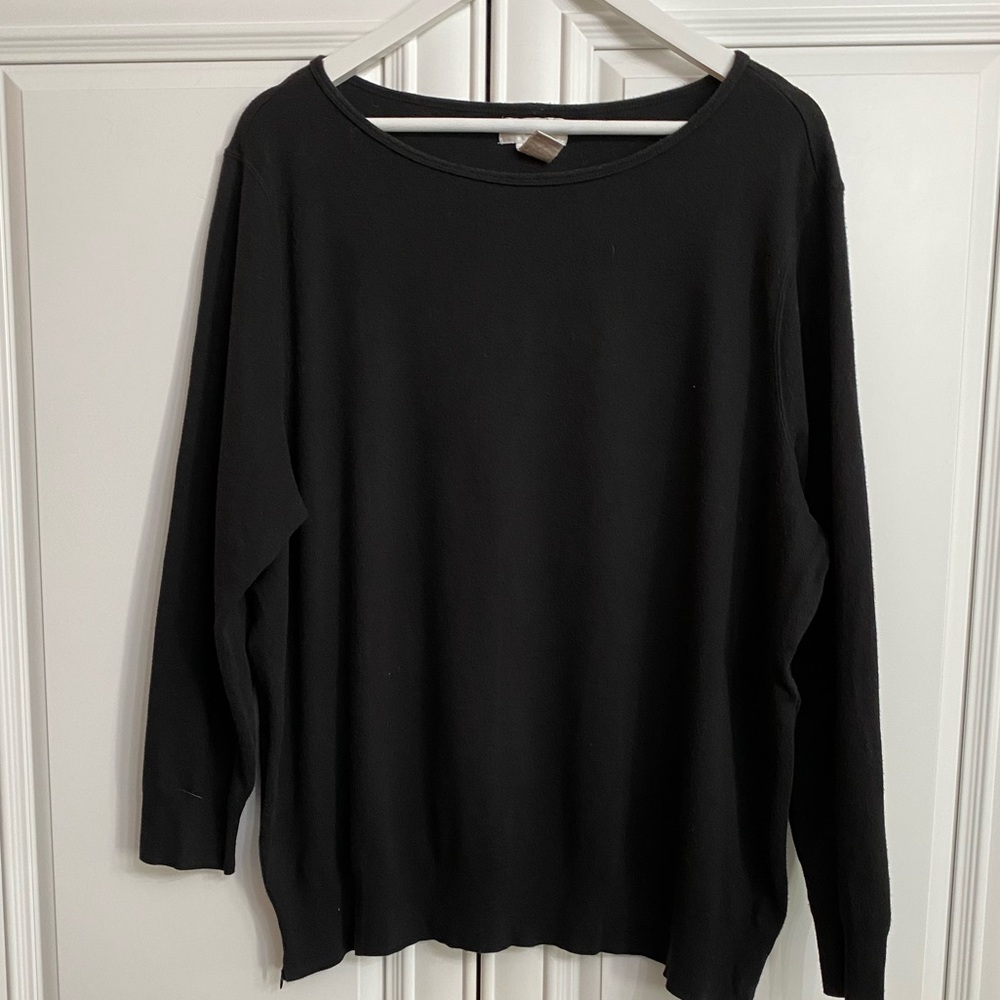 Jones NY Sport Women’s Plus Size 2X Black Sweatshirt Long Sleeves Scoop Neck